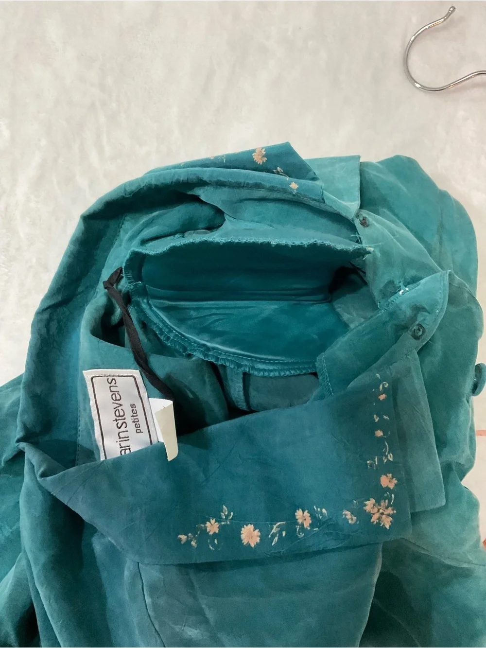 Vintage karin stevens Teal Button-Front Short-Sleeve Dress
